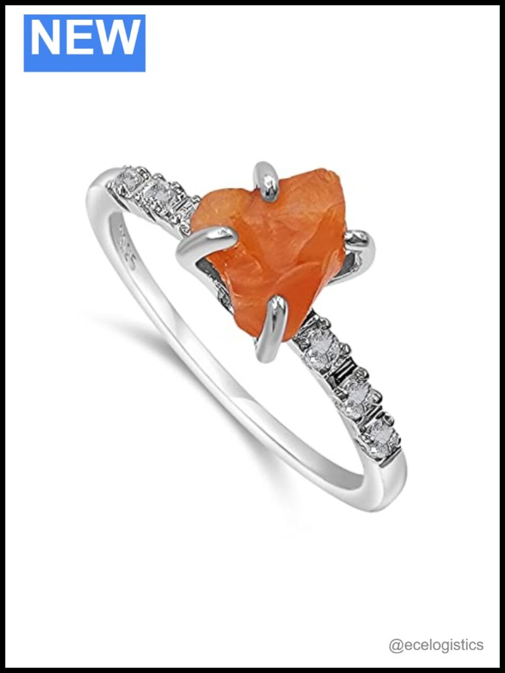 Raw Crystal Dainty Ring White Gold Birthstone Gift